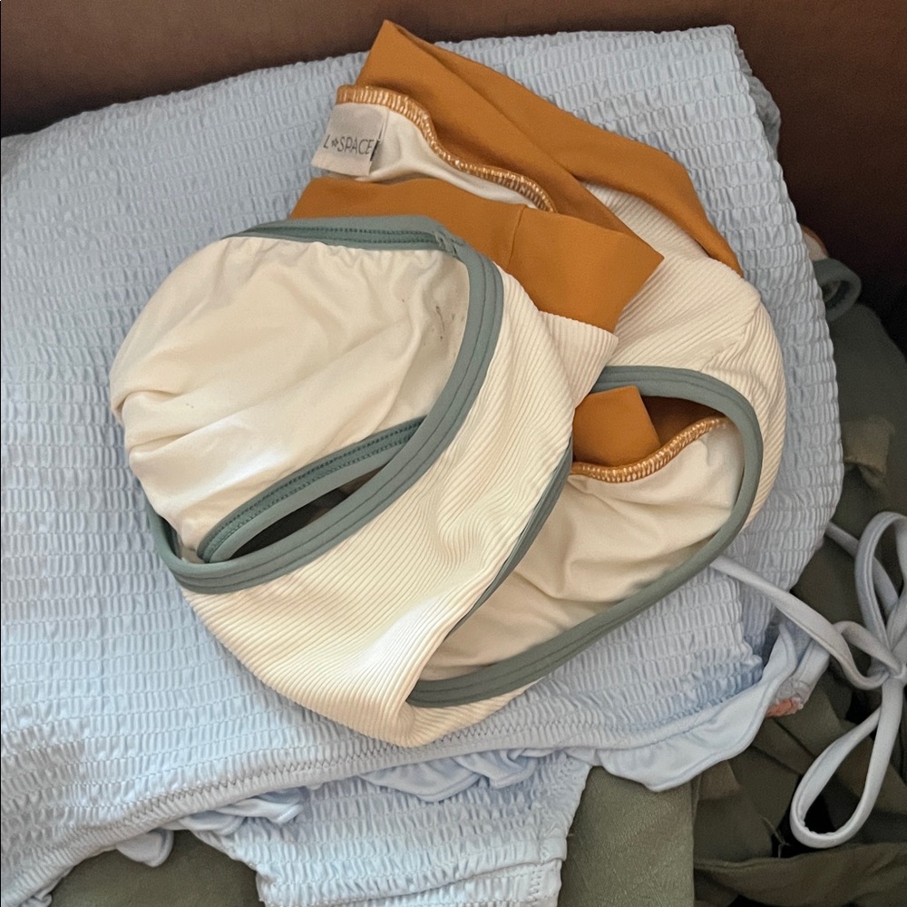 White and Mustard Bikini Set